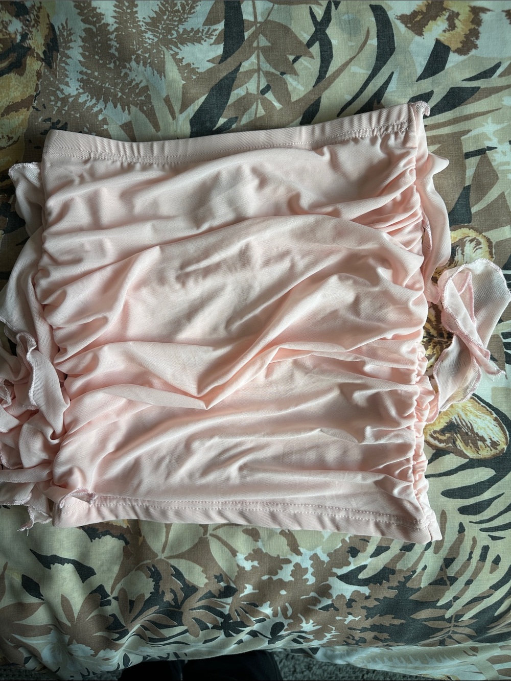 Light Pink Ruffled Draped Mini Skirt - Picture 4 of 4